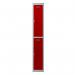 Phoenix PL Series 1 Column 2 Door Personal Locker Grey Body Red Doors with Key Locks PL1230GRK 61916PH