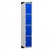 Phoenix PL Series 1 Column 4 Door Personal Locker Grey Body Blue Doors with Key Lock PL1430GBK 