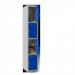 Phoenix PL Series 1 Column 4 Door Personal Locker Grey Body Blue Doors with Key Lock PL1430GBK 