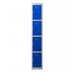 Phoenix PL Series 1 Column 4 Door Personal Locker Grey Body Blue Doors with Key Lock PL1430GBK 61930PH