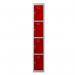 Phoenix PL Series 1 Column 4 Door Personal Locker Grey Body Red Doors with Key Locks PL1430GRK 61937PH