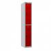 Phoenix PL Series 1 Column 2 Door Personal Locker Grey Body Red Doors with Combination Locks PL1230GRC 