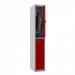 Phoenix PL Series 1 Column 2 Door Personal Locker Grey Body Red Doors with Combination Locks PL1230GRC 