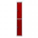 Phoenix PL Series 1 Column 2 Door Personal Locker Grey Body Red Doors with Combination Locks PL1230GRC 61979PH