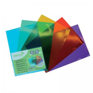 SECO Cut Flush Folders A4 100 Micron Assorted Colours Pack 25 -