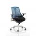 Flex Task Operator Chair White Frame Fabric Seat Blue Back With Arms OP000058 62402DY