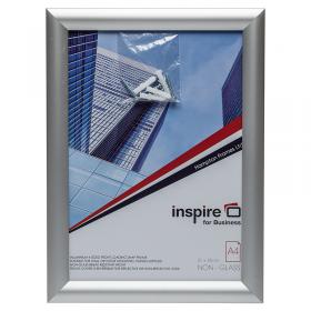 Photo Album Co Inspire for Business Certificate/Photo Snap Frame A4 Aluminium Frame Plastic Front Silver - SNAPA4S 62483PA