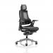This photo features two sleek and modern executive chairs with a black frame and charcoal mesh back. The chairs are designed with a dynamic and ergonomic structure, and one of them comes with a headrest for added comfort. Perfect for any professional office setting.