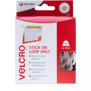 Velcro Stick On Coins Loop Only 19mm White Pack 125 - 7183 62495RY