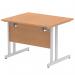 Impulse 1000 x 800mm Straight Desk Oak Top Silver Cantilever Leg MI000805 62528DY