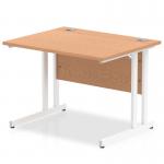 Impulse 1000 x 800mm Straight Desk Oak Top White Cantilever Leg MI002642 62535DY