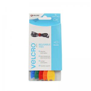 VELCRO Reusable Ties Assorted Colours 12mmx20cm Pack 5 - 7177 62572RY