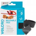The photo captures a pack of versatile hook and loop fasteners by Velcro Limited. The OneWrap reusable ties in black measure 30mmx5m and are perfect for organizing various items.