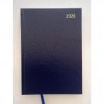 This image features a blue A4 desk diary from ValueX, with a day to page format for appointments in the year 2026. The cover reads OFFICEA41A Blue 62705SY.