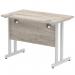 Impulse 1000 x 600mm Straight Desk Grey Oak Top Silver Cantilever Leg I003063 62717DY