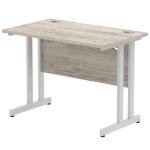 Impulse 1000 x 600mm Straight Desk Grey Oak Top Silver Cantilever Leg I003063 62717DY