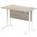 Impulse 1000 x 600mm Straight Desk Grey Oak Top White Cantilever Leg I003064 62724DY