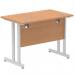 Impulse 1000 x 600mm Straight Desk Oak Top Silver Cantilever Leg MI002647 62738DY