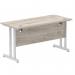 Impulse 1400 x 600mm Straight Desk Grey Oak Top Silver Cantilever Leg I003071 62808DY