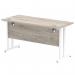 Impulse 1400 x 600mm Straight Desk Grey Oak Top White Cantilever Leg I003072 62815DY