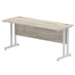 Impulse 1600 x 600mm Straight Desk Grey Oak Top Silver Cantilever Leg I003075 62850DY