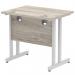 Impulse 800 x 600mm Straight Desk Grey Oak Top Silver Cantilever Leg I003060 62934DY