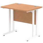 Impulse 800 x 600mm Straight Desk Oak Top White Cantilever Leg MI002905 62962DY