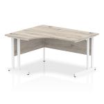 Impulse 1400mm Left Crescent Desk Grey Oak Top White Cantilever Leg I003831 62983DY