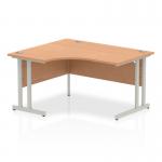 Impulse 1400mm Left Crescent Desk Oak Top Silver Cantilever Leg I003821 62997DY