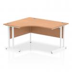 Impulse 1400mm Left Crescent Desk Oak Top White Cantilever Leg I003833 63004DY