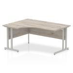 Impulse 1600mm Left Crescent Desk Grey Oak Top Silver Cantilever Leg I003136 63018DY