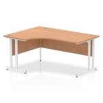 Impulse Contract Left Hand Crescent Radial Cantilever Desk W1600 x D1200 x H730mm Oak Finish/White Frame - I002844 63046DY