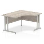 Impulse 1400mm Right Crescent Desk Grey Oak Top Silver Cantilever Leg I003825 63102DY