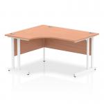 Impulse 1400mm Left Crescent Desk Beech Top White Cantilever Leg I003830 63235DY