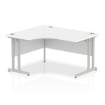 Impulse 1400mm Left Crescent Desk White Top Silver Cantilever Leg I003822 63249DY