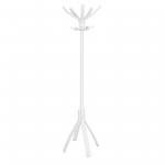 The picture shows a sleek and modern Alba Cafe Coat Stand with 5 double pegs in a crisp white color. The stand is sturdy and tall with plenty of space to hang coats and hats. It would make a great addition to any hallway or entryway.