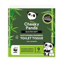 Cheeky Panda Sustainable Plastic-Free Bamboo 4 Ply Quilted Toilet Tissue 155 Sheets WWF (Pack 9) - QUILTOILT9 63447CY