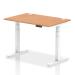 Dynamic Air 1200 x 800mm Height Adjustable Desk Oak Top Cable Ports White Leg HA01117 63613DY