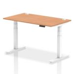 Dynamic Air 1400 x 800mm Height Adjustable Desk Oak Top Cable Ports White Leg HA01118 63620DY