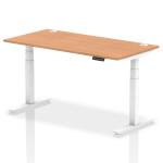 Dynamic Air 1600 x 800mm Height Adjustable Desk Oak Top Cable Ports White Leg HA01119 63627DY