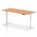 Dynamic Air 1800 x 800mm Height Adjustable Desk Oak Top Cable Ports White Leg HA01120 63634DY