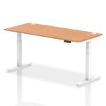 Dynamic Air 1800 x 800mm Height Adjustable Desk Oak Top Cable Ports White Leg HA01120 63634DY
