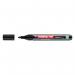 The photo shows a black Edding 790 Paintmarker with a pack of ten markers, surrounded by splashes of colorful paint on a white background. The marker is smooth and shiny, with a fine point tip and a comfortable grip. The packaging features the Edding logo and product details.