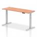 Dynamic Air 1600 x 600mm Height Adjustable Desk Beech Top Cable Ports Silver Leg HA01123 63655DY