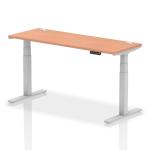 Dynamic Air 1600 x 600mm Height Adjustable Desk Beech Top Cable Ports Silver Leg HA01123 63655DY