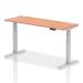 Dynamic Air 1600 x 600mm Height Adjustable Desk Beech Top Cable Ports Silver Leg HA01123 63655DY