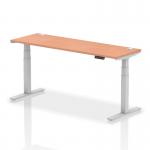 Dynamic Air 1800 x 600mm Height Adjustable Desk Beech Top Cable Ports Silver Leg HA01124 63662DY