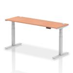 Dynamic Air 1800 x 600mm Height Adjustable Desk Beech Top Cable Ports Silver Leg HA01124 63662DY