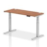 Dynamic Air 1400 x 600mm Height Adjustable Desk Walnut Top Cable Ports Silver Leg HA01126 63676DY