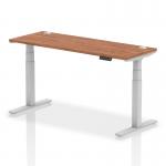 Dynamic Air 1600 x 600mm Height Adjustable Desk Walnut Top Cable Ports Silver Leg HA01127 63683DY